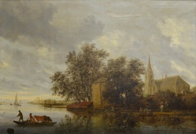 Flussufer mit einer Kirche von Salomon van Ruisdael or Ruysdael